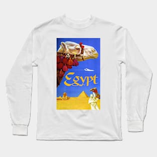 Egypt Pyramid Sphinx Camels 1960 Travel Advertisement Long Sleeve T-Shirt